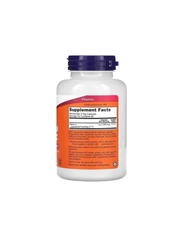 Liposoomne C-vitamiin (Liposomal Vitamin C),120 kapslit-NOW Foods - Image 2