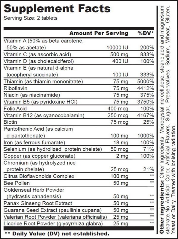 Vitamin B-complex 60 tabletti, Toidulisand + antioksüdandid + taimsed koostisosad - Image 2